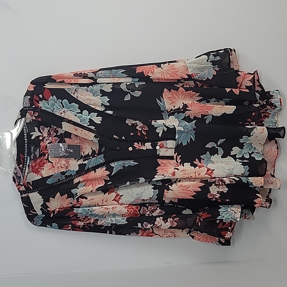 City Chic Black Floral Blouse